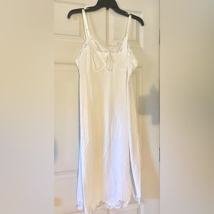 Vintage Shadowline Full Slip Size 40 Tall White Lace Nylon